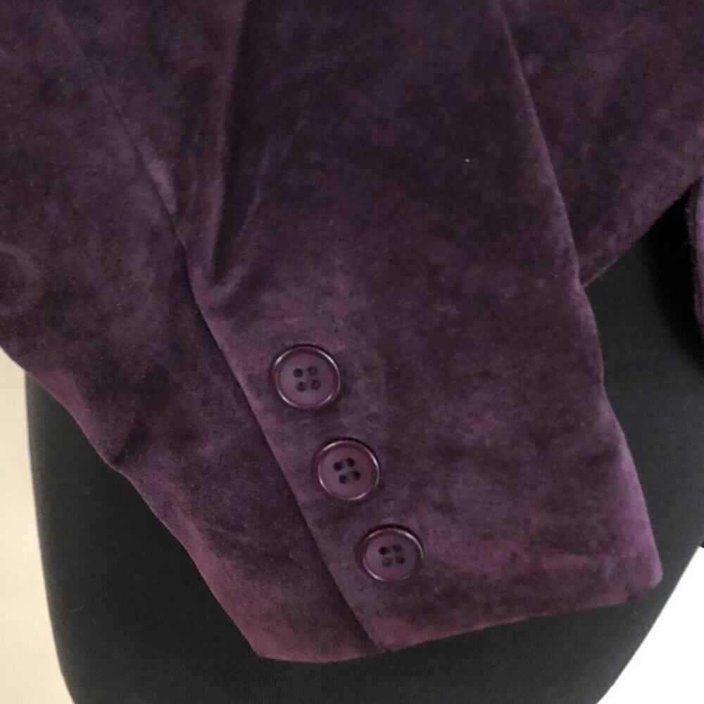 Cache Purple Fitted Leather Suede Jacket Top New Lined Banded Collar $248 NWT - Picture 11 of 15